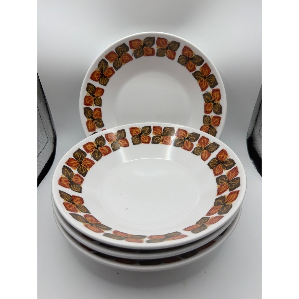 4 MCM VTG Noritake Progression Southern Glow 7 1/2" Cereal Soup Brown Bowls Set